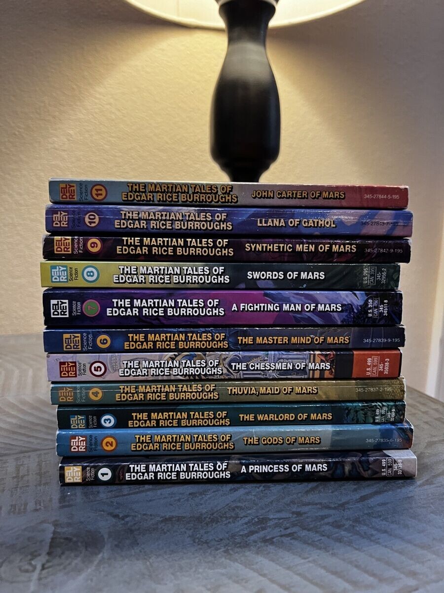 Complete Set of Barsoom books by Edgar Rice Burroughs Mars #1-11 Series Lot