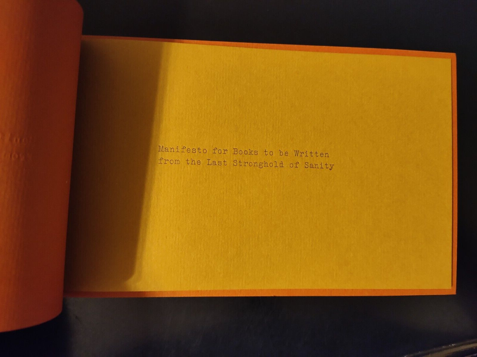 Manifesto for Books to Be Written by John Bennett 2012 First Edition Chapbook
