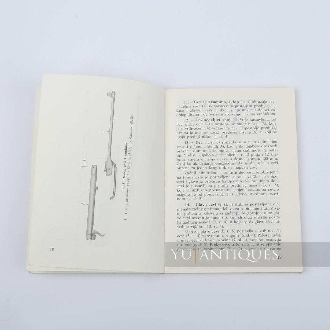 JNA YPA Yugoslav Peoples Army Manual Book For Air Rifle 4,5mm M81A Handling Etc