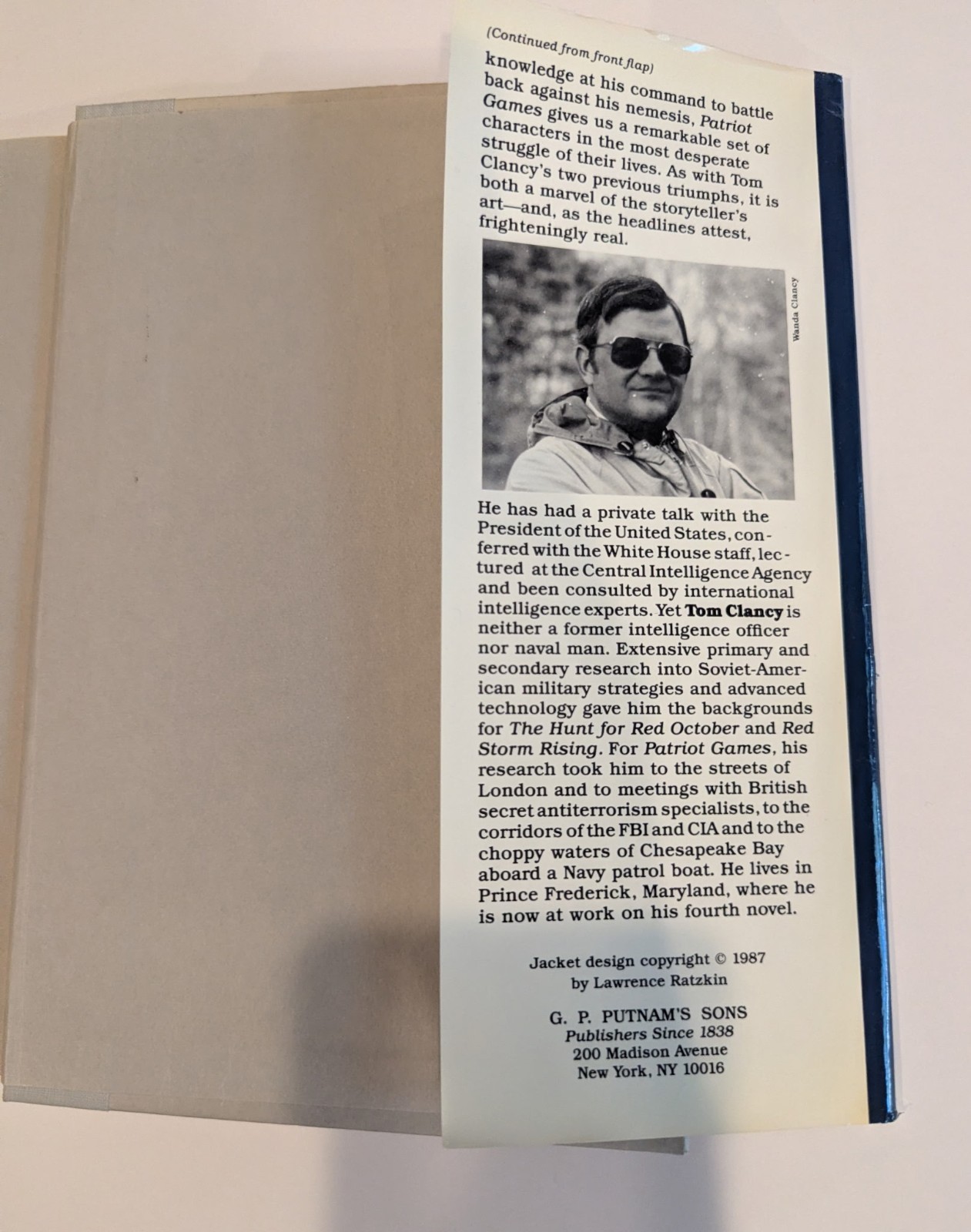 Patriot Games by Tom Clancy- HC/DJ – First Edition, First Print