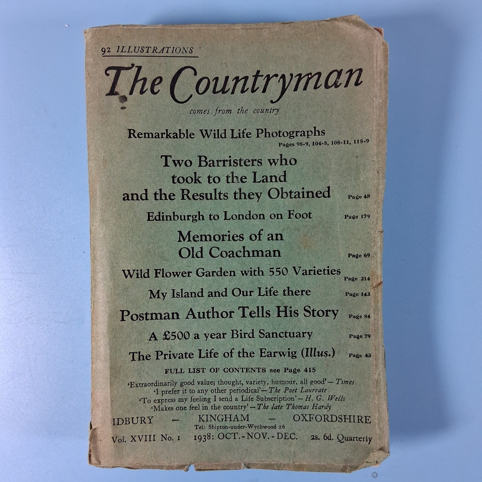“The Countryman” October 1938 Magazine. 92 Illustrations, 416 Pages. Advertising