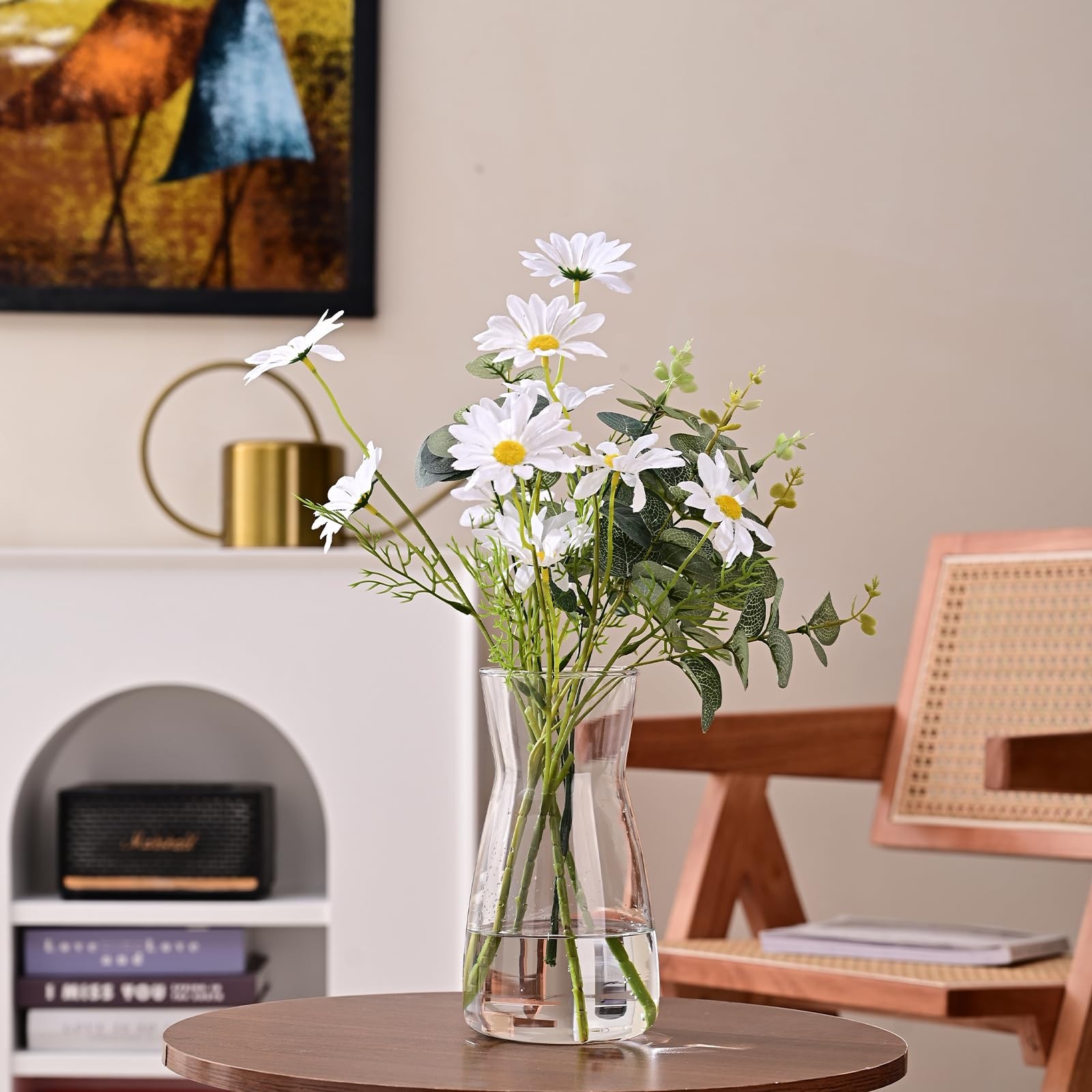8 inch Clear Glass Flower Vases for Centerpiece Table Home 8 inches, White