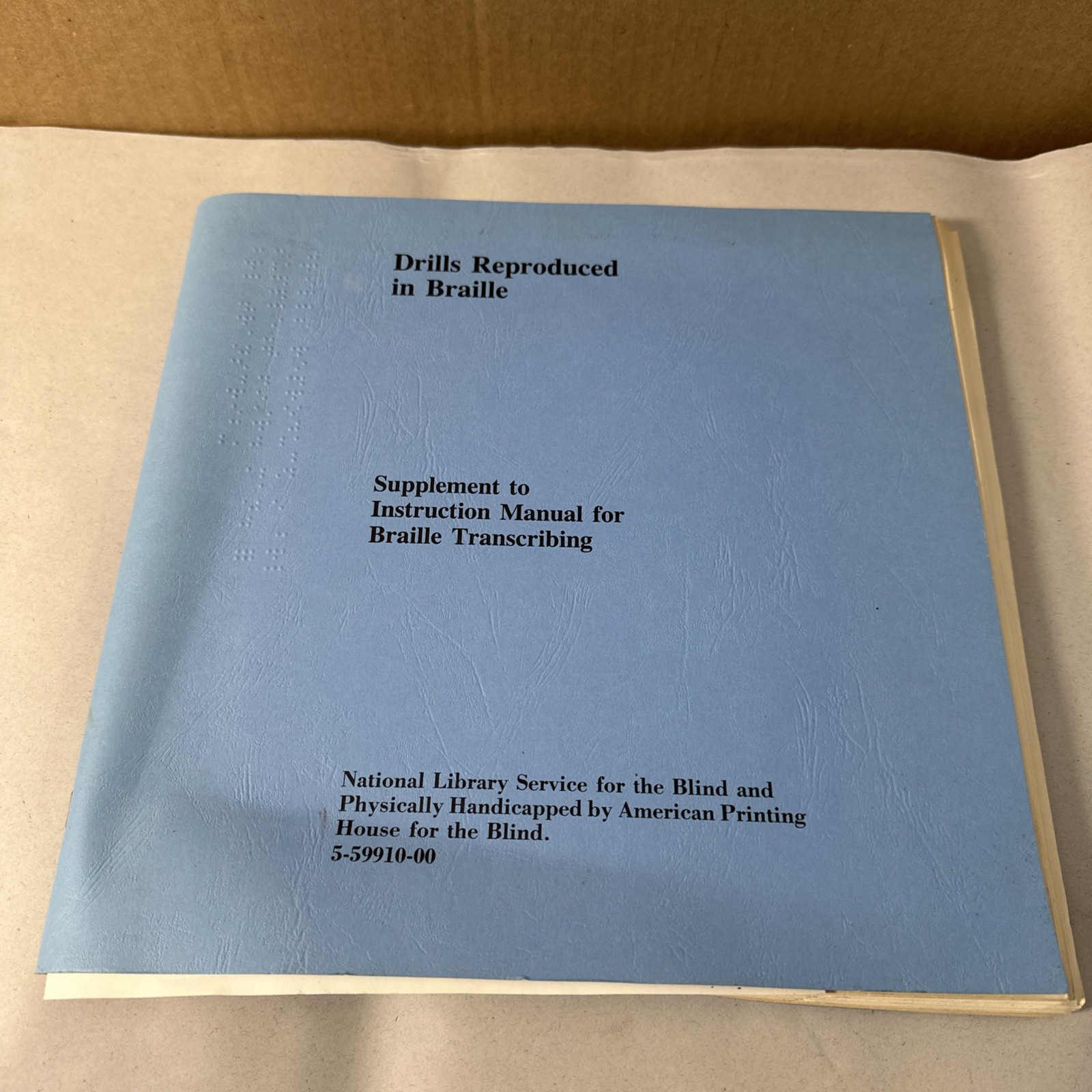 Drills Reproduced Braille Supplement Instruction Manual Blind Handicapped 1984