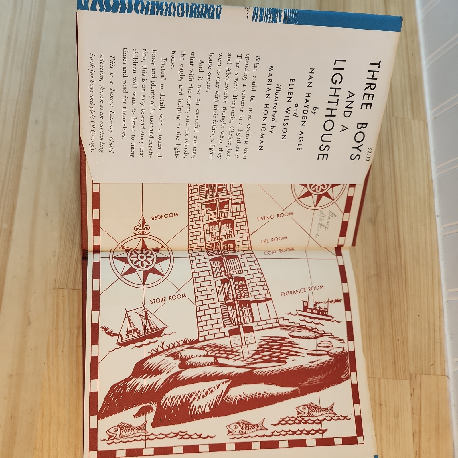 Three Boys and a Lighthouse Hardcover Illustrated Agle Wilson 1951 Mint