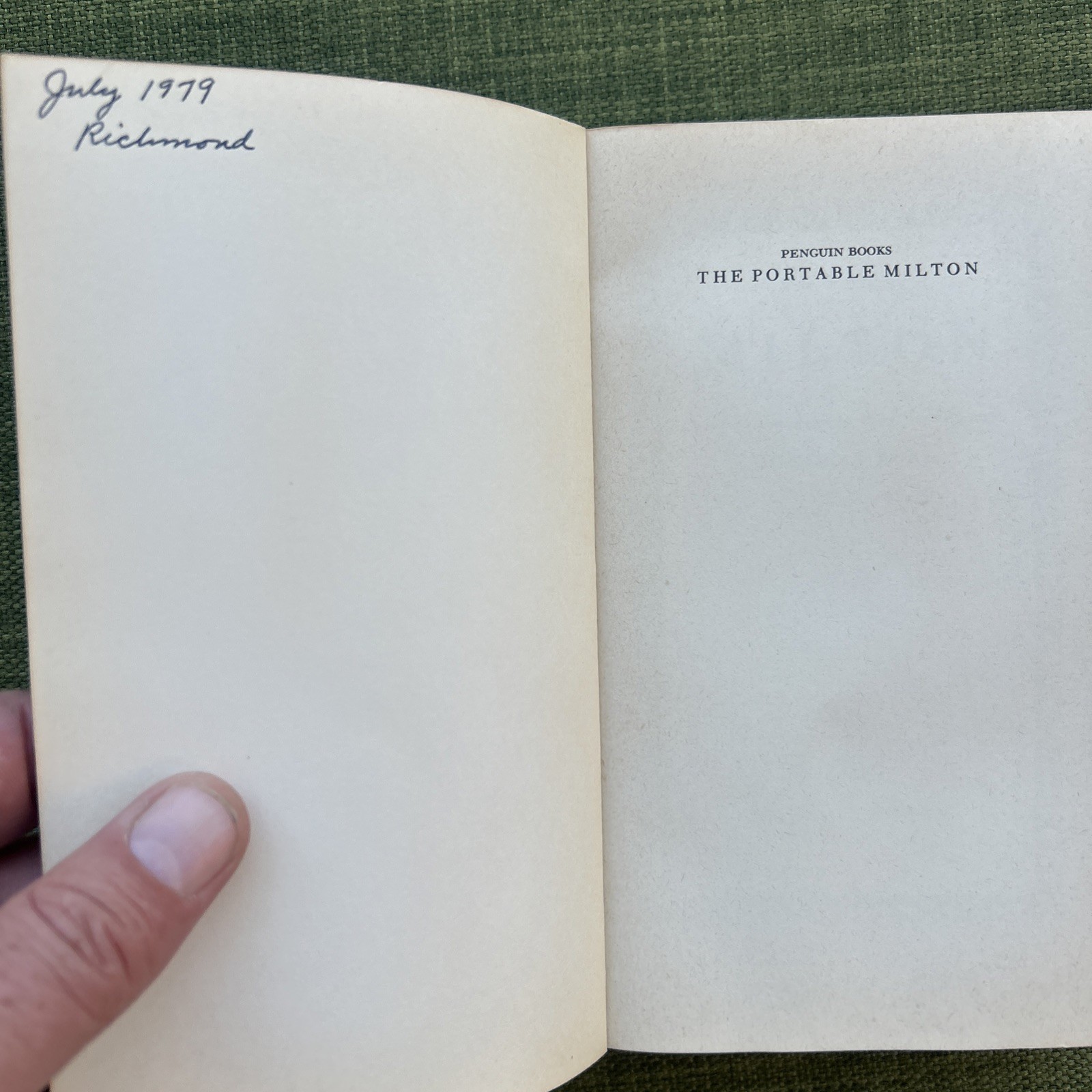 The Portable Milton A Curated Anthology of Works by John Milton. Paperback 1976