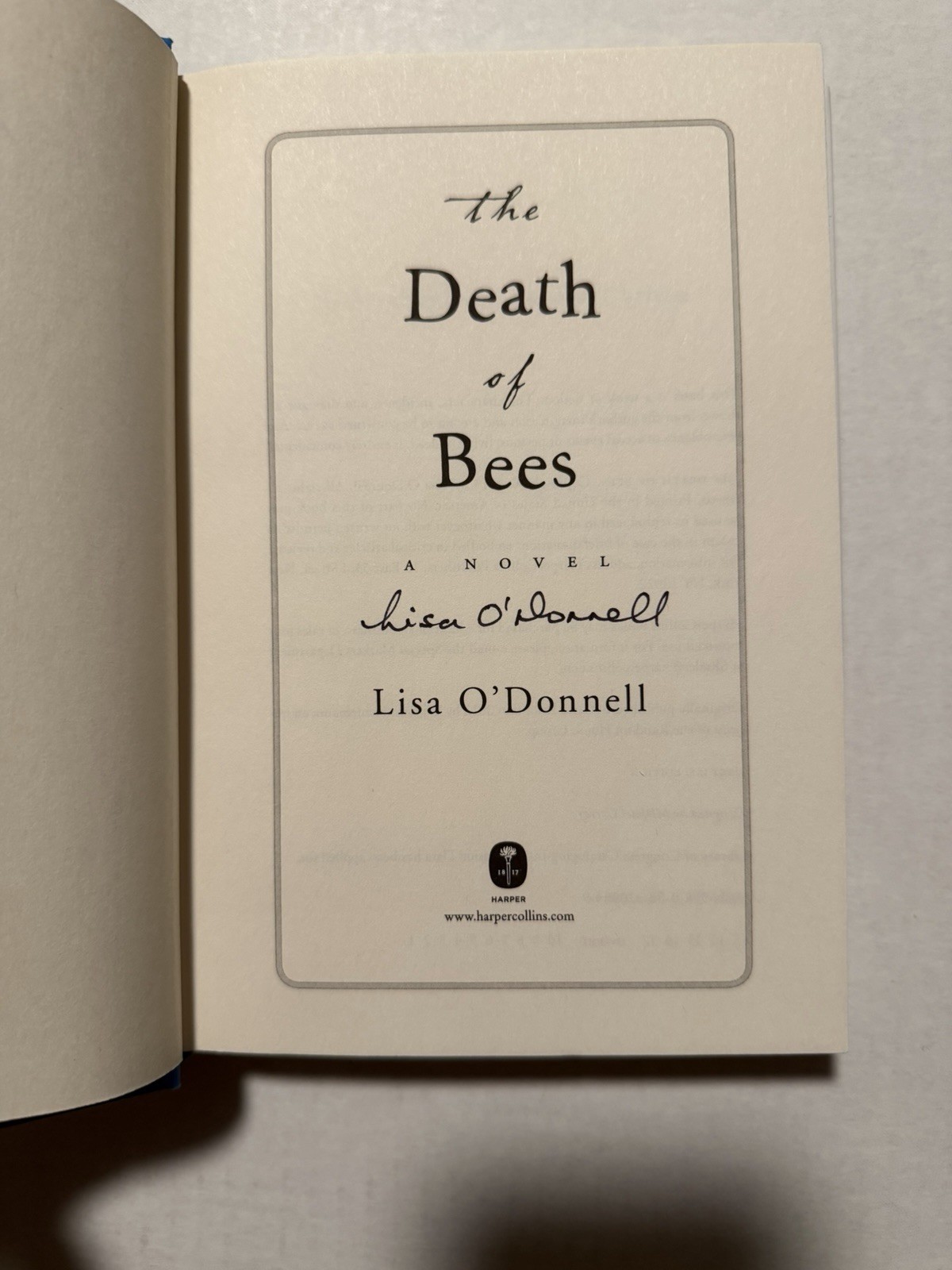 **Signed**DEATH OF BEES Lisa O’Donnell: 1st Edition First Printing