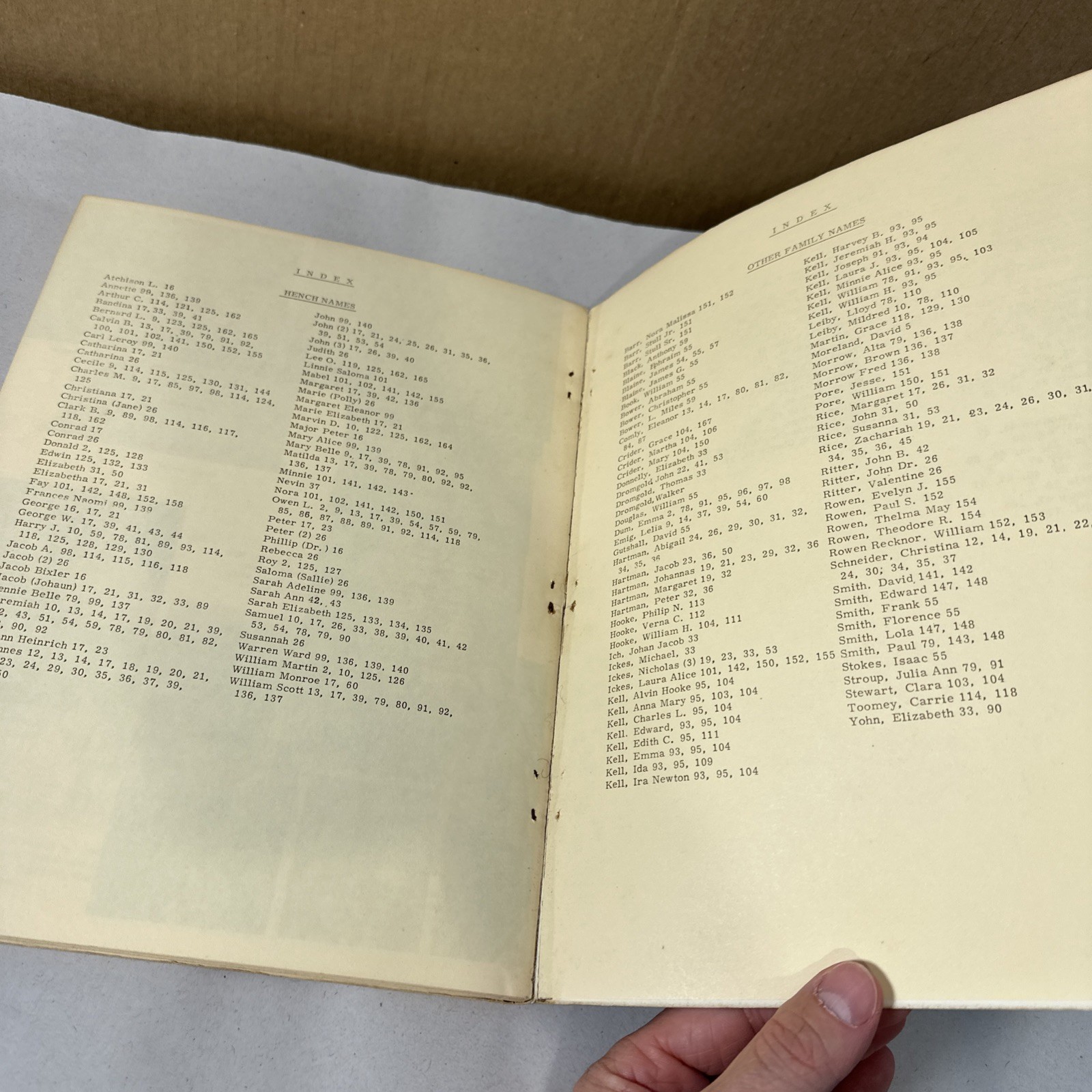 The Jeremiah Hench Family 1972 First Edition Genealogy Book Johannes Fench Rare