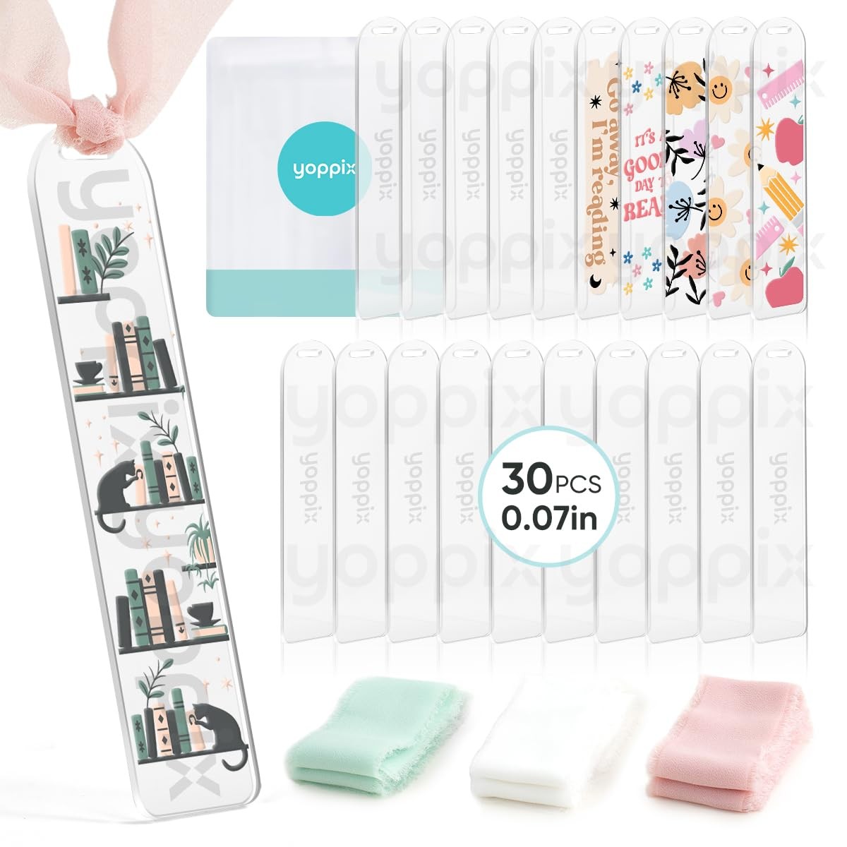 YOPPIX 30 Pieces Acrylic Bookmark Blanks- 2mm Thicken Clear 30 PCS,