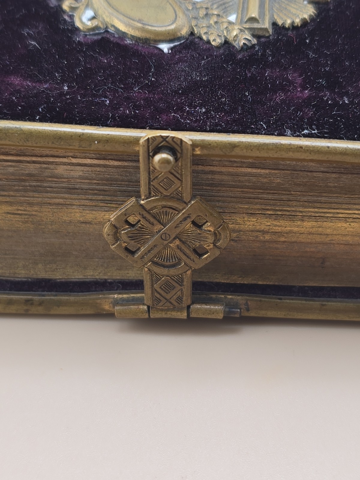 Antique 1860s Velvet German Prayer Book Brass