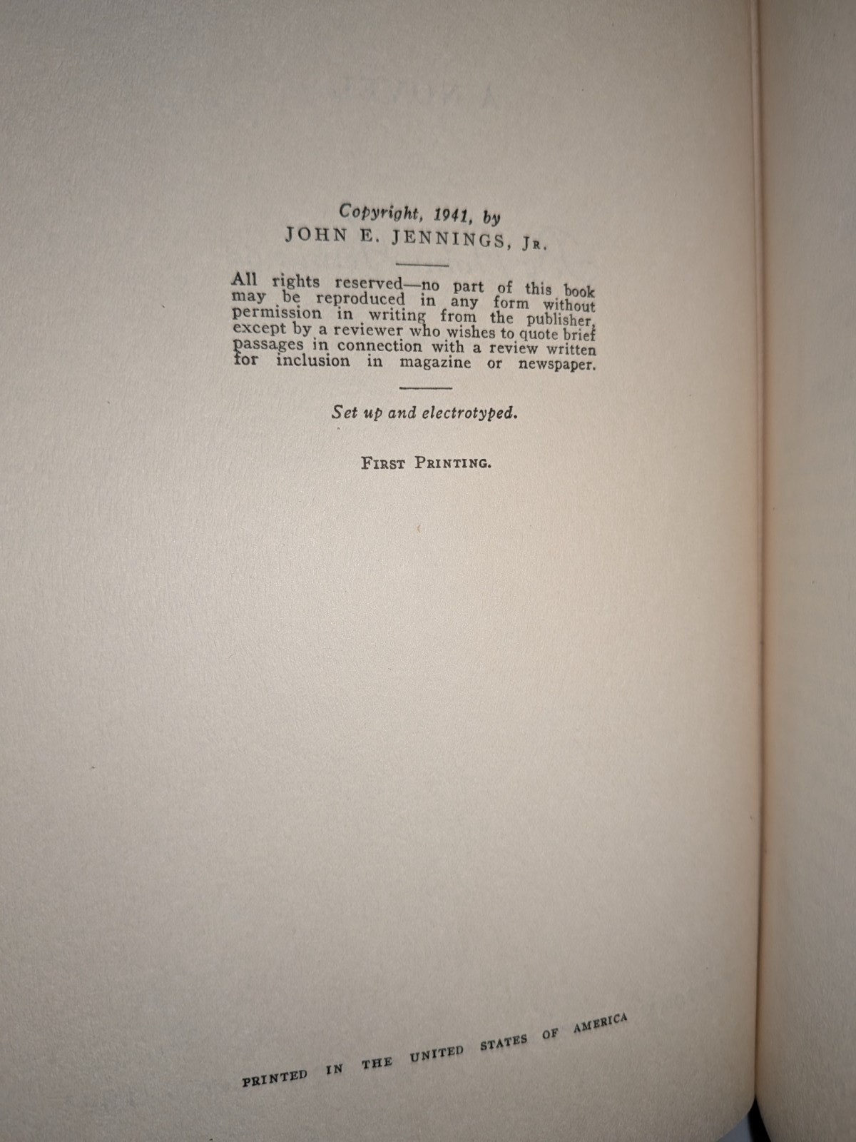 Call the New World – John Jennings | 1941 | Macmillan – 1st Printing w/ DJ