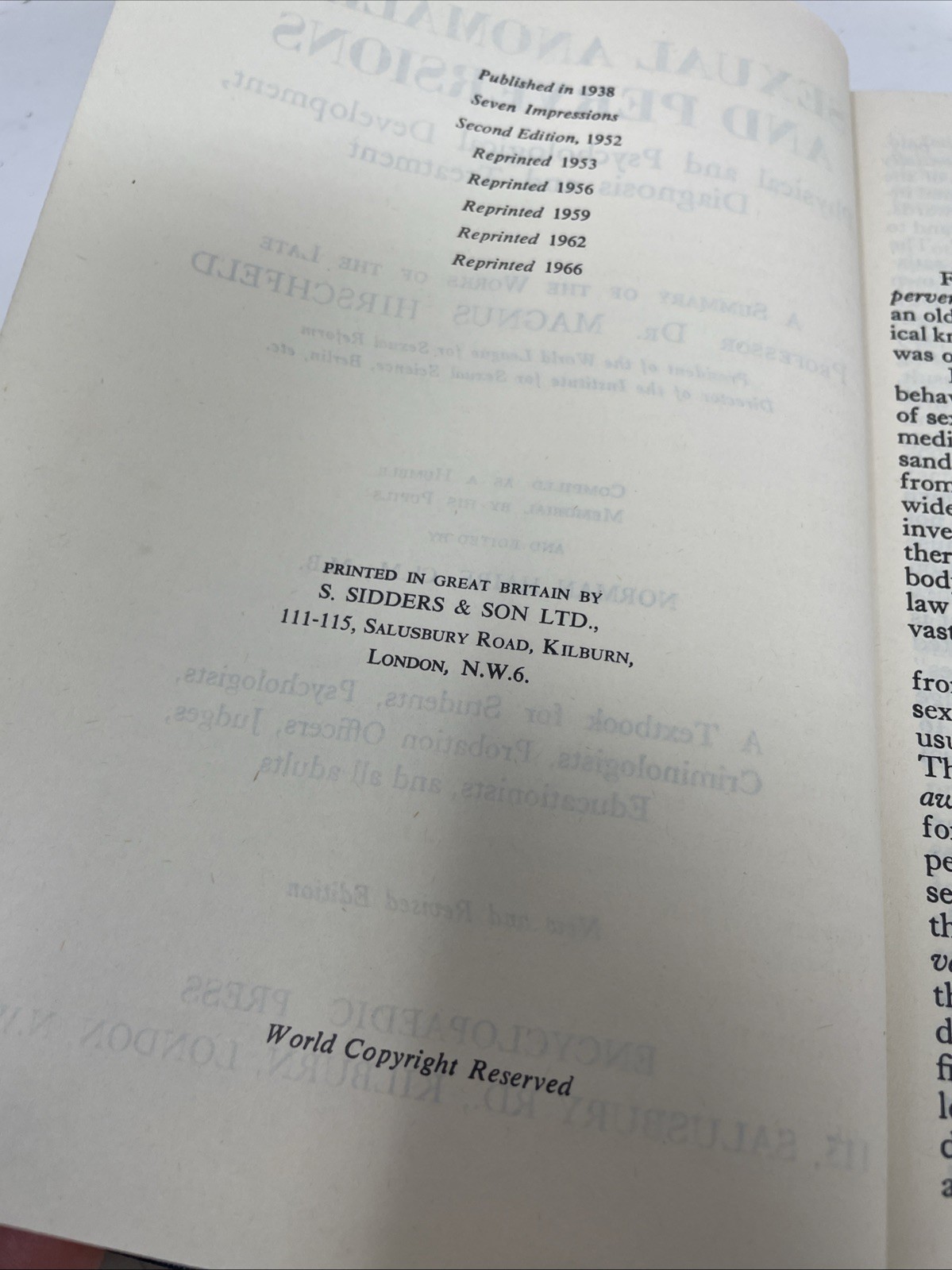 Sexual Anomalies and Perversions Magnus Hirschfeld VTG HC reprint 1966 copy rare