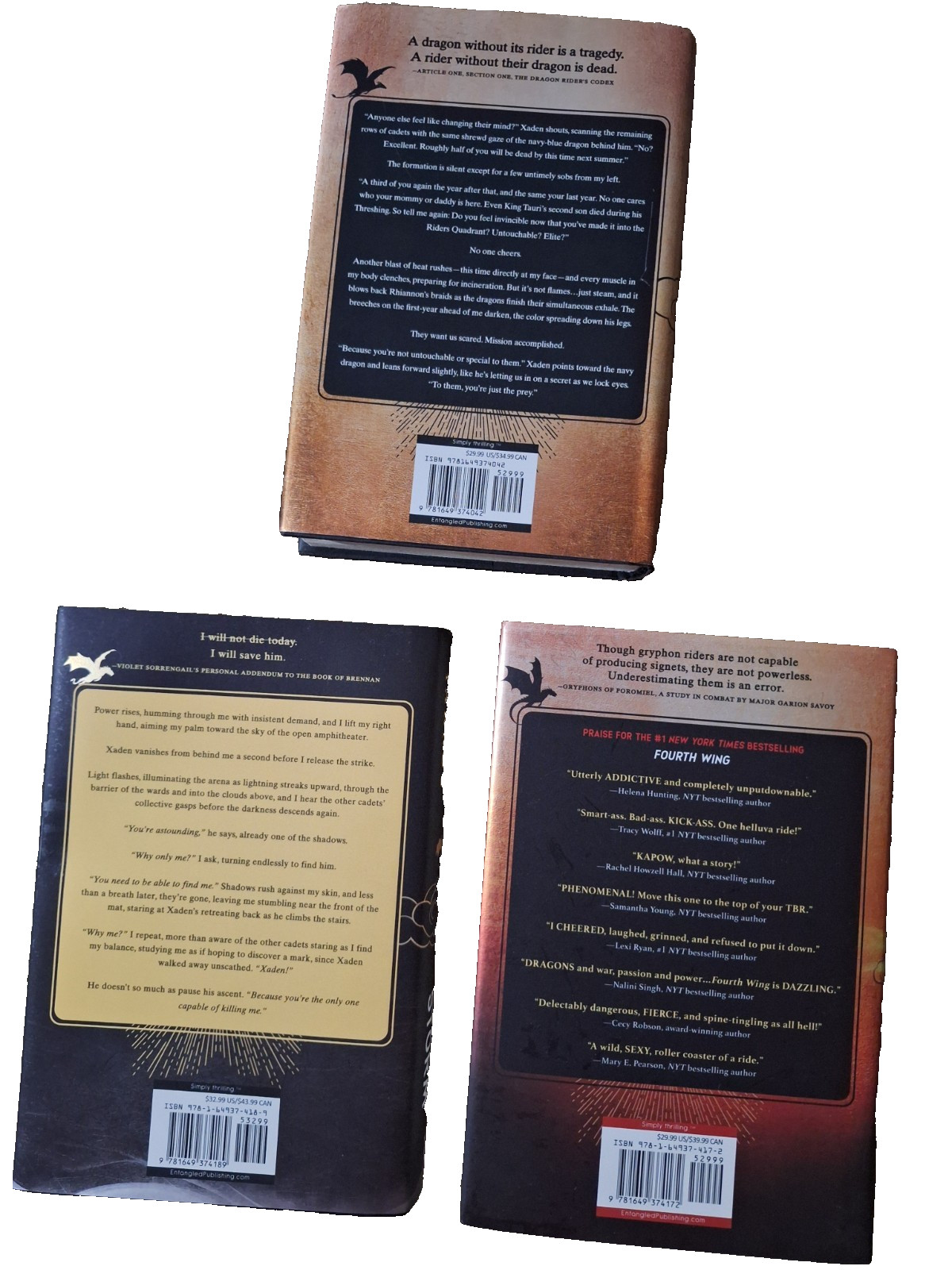 The Empyrean Series 3 Books Collection Set Fourth Wing Iron Flame Onyx Storm