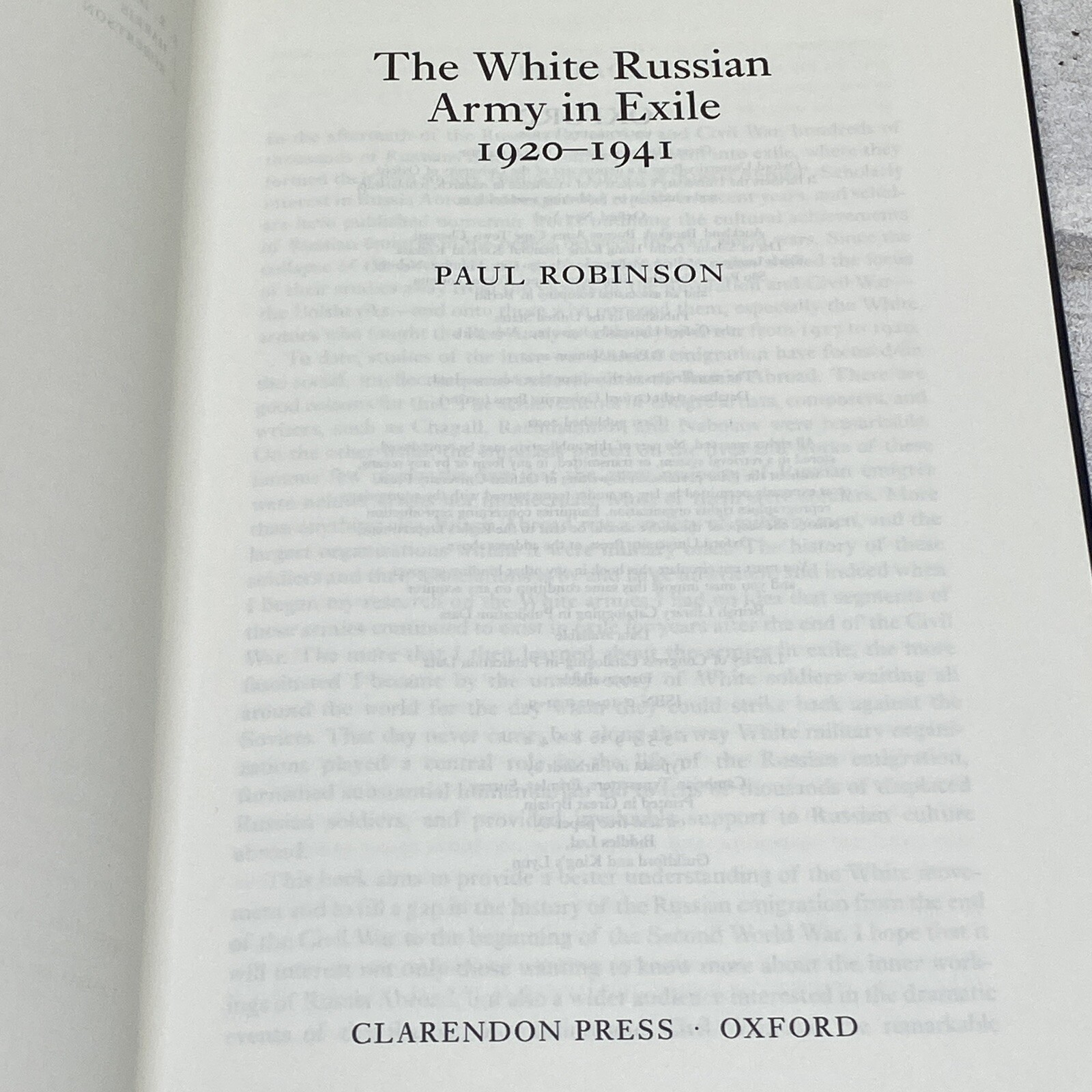 The White Russian Army in Exile 1920-1941 Hardcover Paul Robinson