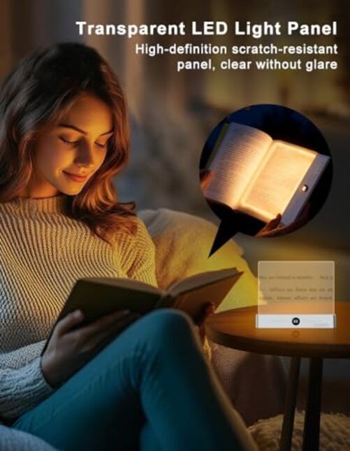 Flat Book Light for Bed Reading, Rechargeable M For A5 Size Books(5.8*8.3in)