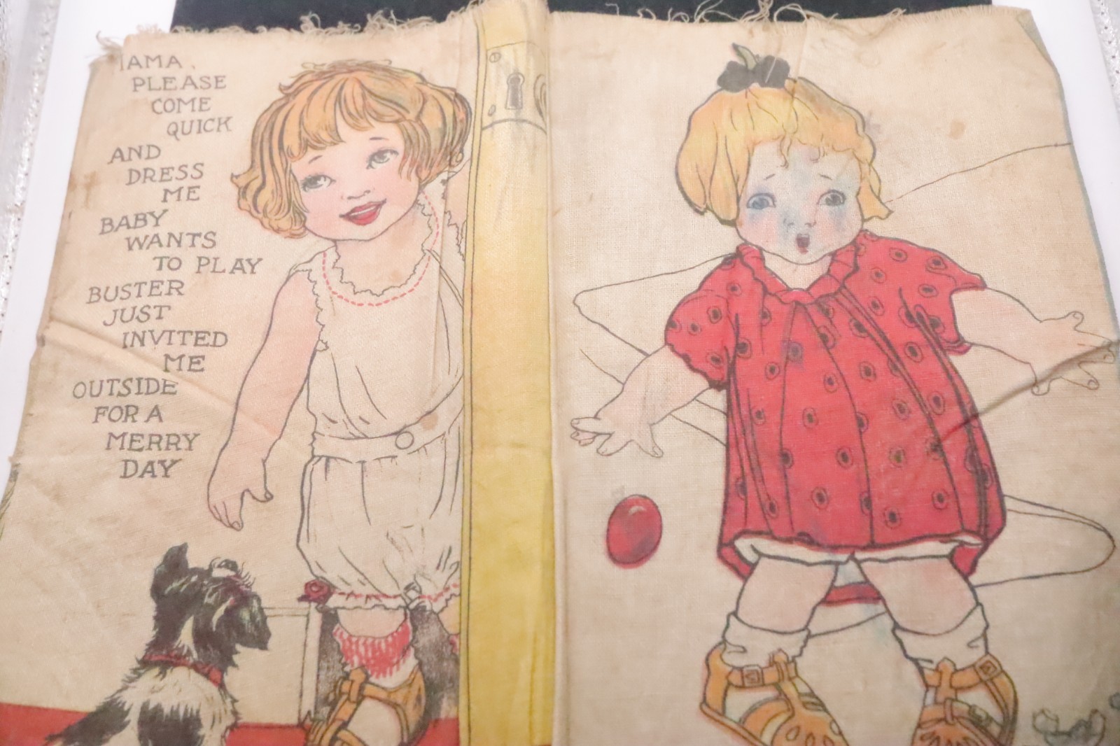 Antique Saalfield Cloth Rag Book My Jumble Book Illustrated Nursery Rhymes