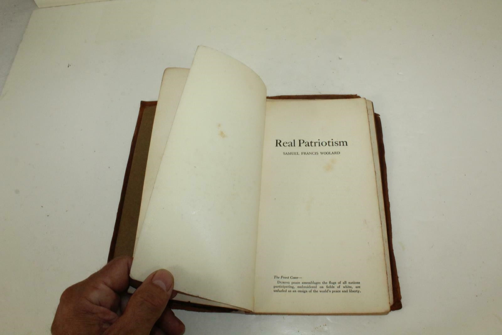 Leather Covered Book Real Patriotism by Samuel Francis Woolard CW 1916