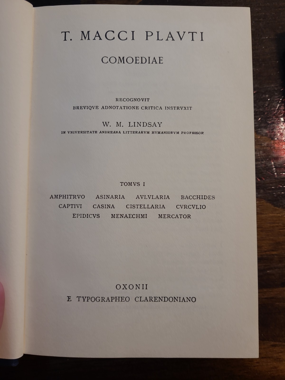 Plautus Roman Comedy Latin 2 vols hc W.M. Lindsay ed. 1963 OCT Oxford Classical