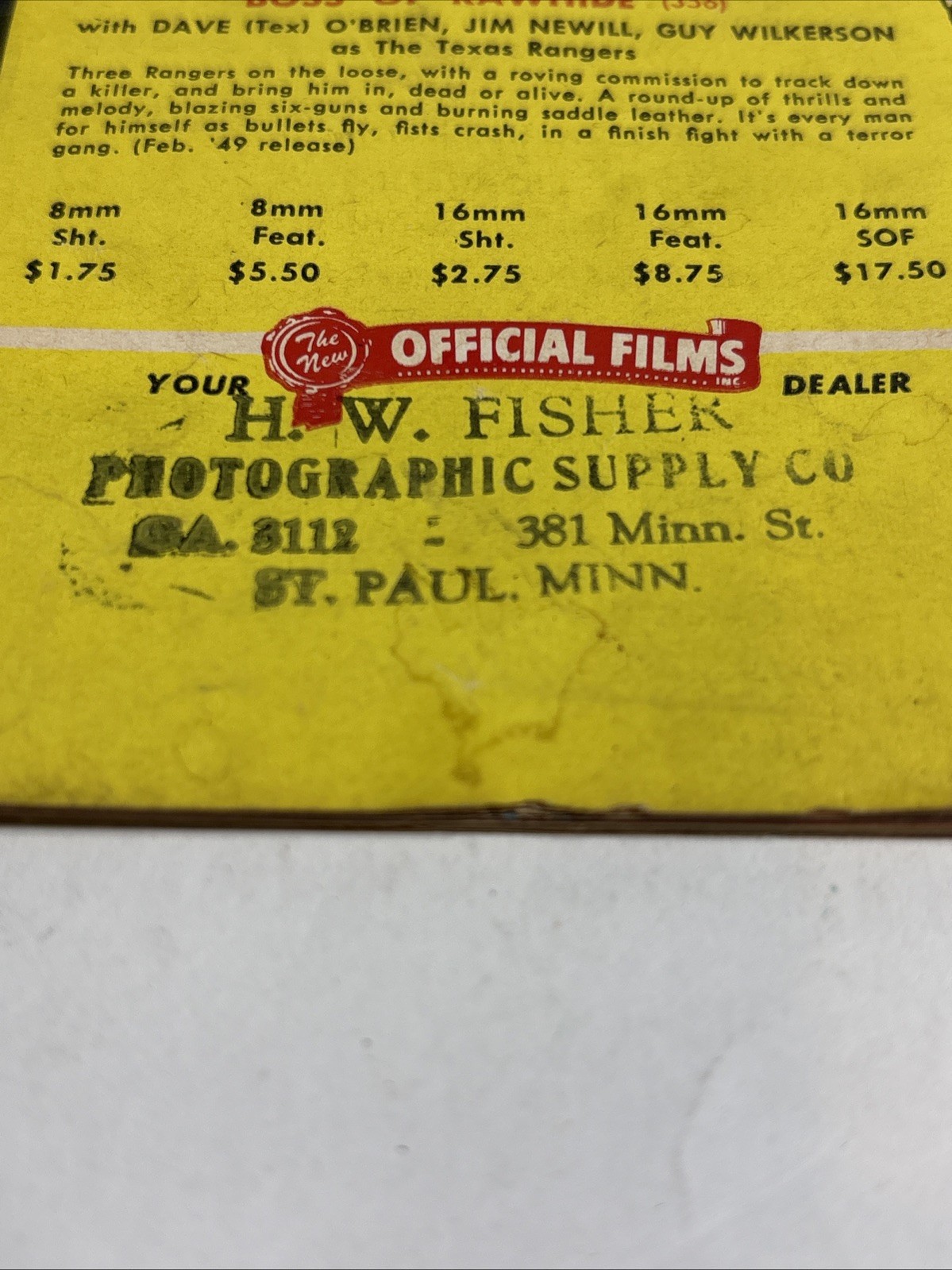 Vtg Price guide for 8-16mm reel-to-reel movies, Shows, Sports and cartoons 1950