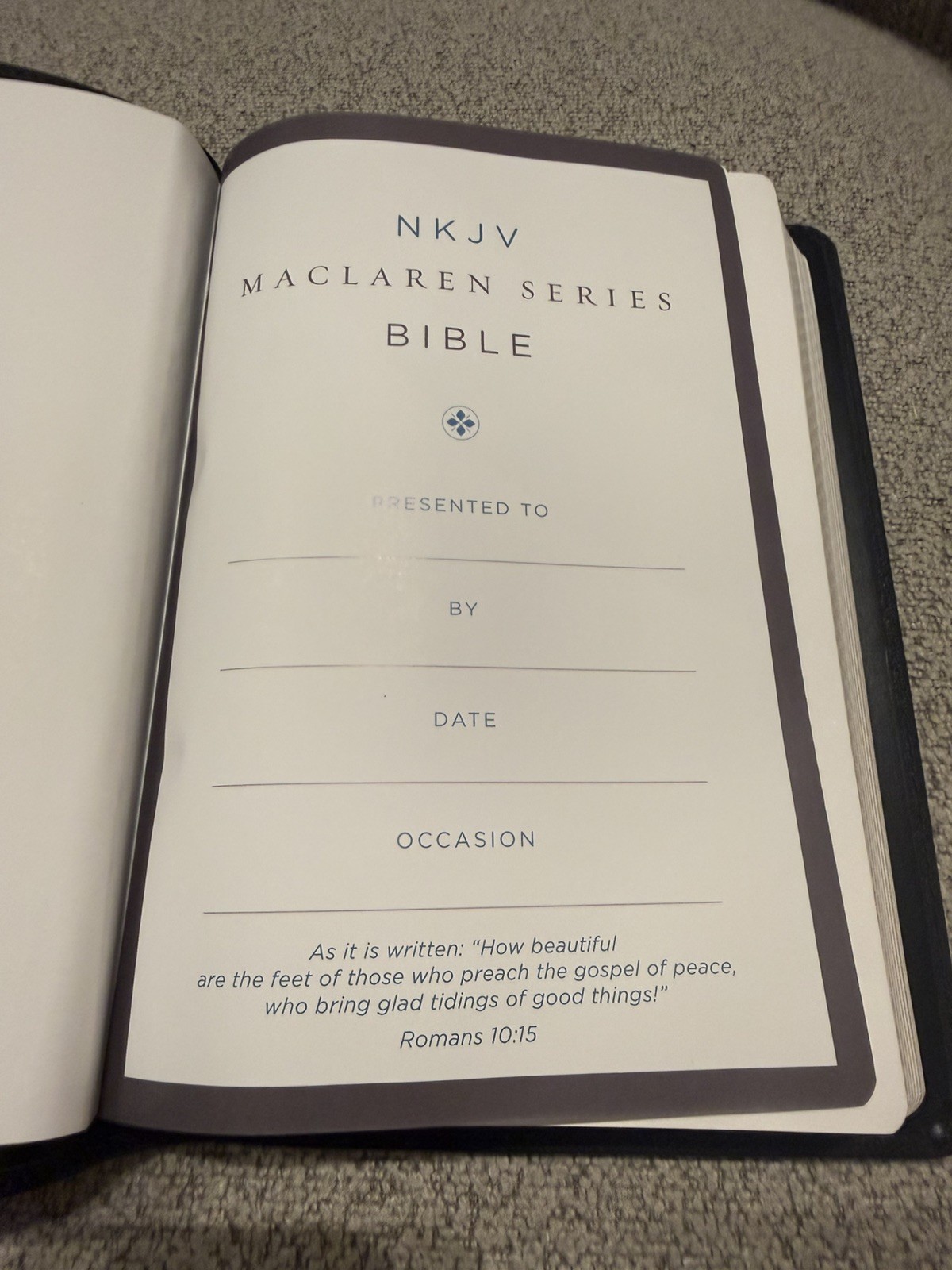 NKJV Large Print Thinline Reference Bible, Blue Letter, Maclaren Genuine Leather