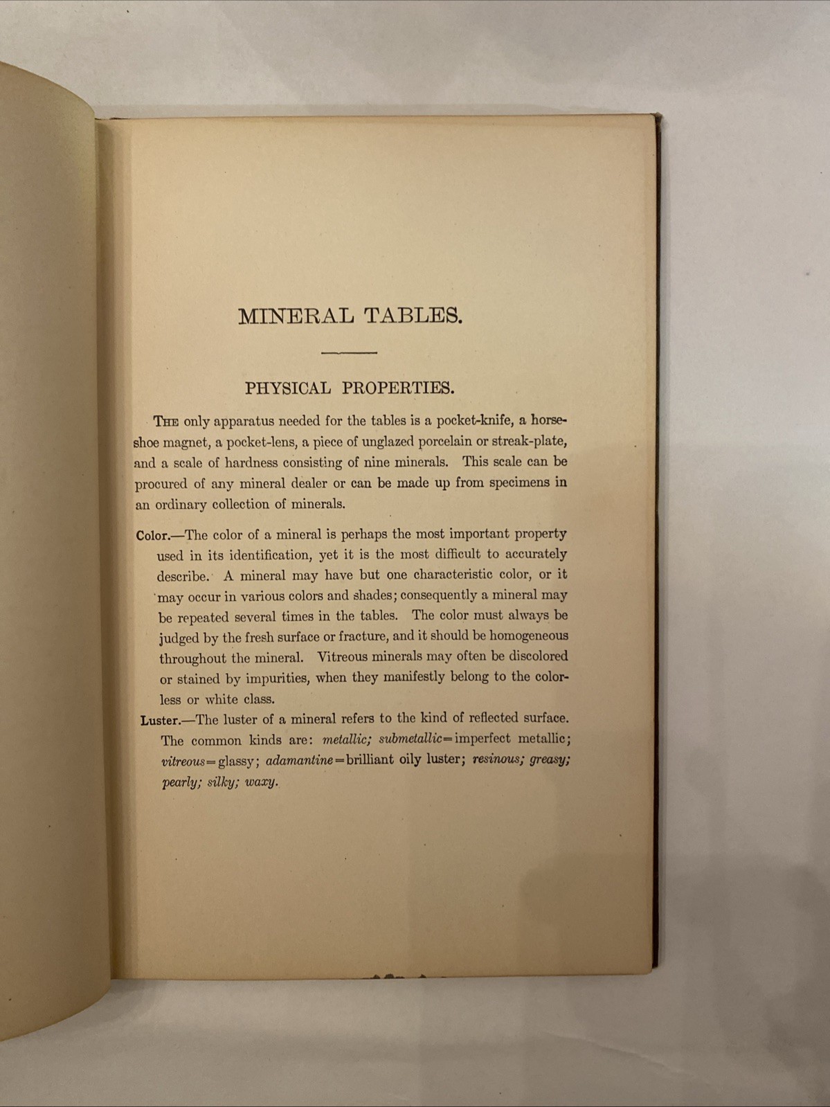 Mineral Tables Determination of Minerals by their Physical Properties Eakle 1904